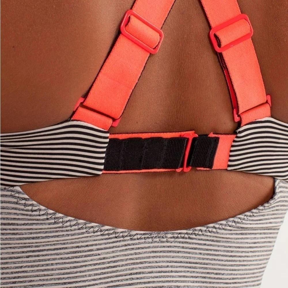 Lululemon run catch me  Striped Gray and Coral adjustable  Tank Top